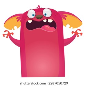 Funny cartoon monster character. Illustration of cute and happy alien. Halloween vector design isolated