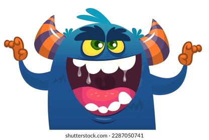Funny cartoon monster character. Illustration of cute and happy alien. Halloween vector design isolated