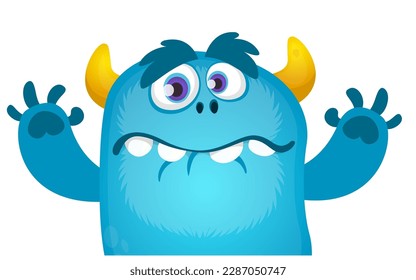 Funny cartoon monster character. Illustration of cute and happy alien. Halloween vector design isolated