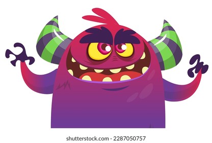 Funny cartoon monster character. Illustration of cute and happy alien. Halloween vector design isolated