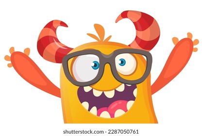 Funny cartoon monster character. Illustration of cute and happy alien. Halloween vector design isolated