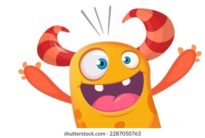 Funny cartoon monster character. Illustration of cute and happy alien. Halloween vector design isolated