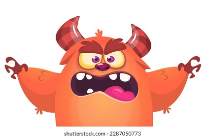 Funny cartoon monster character. Illustration of cute and happy alien. Halloween vector design isolated