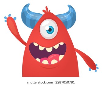 Funny cartoon monster character. Illustration of cute and happy alien. Halloween vector design isolated