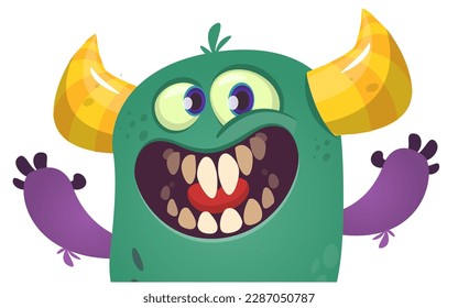 Funny cartoon monster character. Illustration of cute and happy alien. Halloween vector design isolated