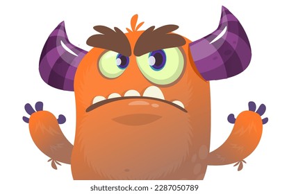 Funny cartoon monster character. Illustration of cute and happy alien. Halloween vector design isolated