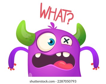 Funny cartoon monster character. Illustration of cute and happy alien. Halloween vector design isolated