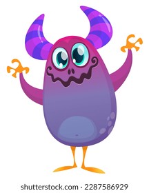 Funny cartoon monster character. Illustration of cute and happy alien. Halloween vector design isolated