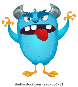 Funny cartoon monster character. Illustration of cute and happy alien. Halloween vector design isolated