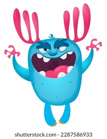 Funny cartoon monster character. Illustration of cute and happy alien. Halloween vector design isolated