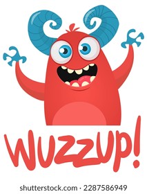 Funny cartoon monster character. Illustration of cute and happy alien. Halloween vector design isolated