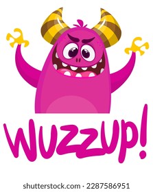 Funny cartoon monster character. Illustration of cute and happy alien. Halloween vector design isolated