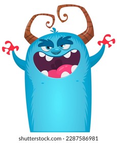 Funny cartoon monster character. Illustration of cute and happy alien. Halloween vector design isolated