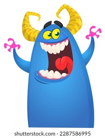 Funny cartoon monster character. Illustration of cute and happy alien. Halloween vector design isolated