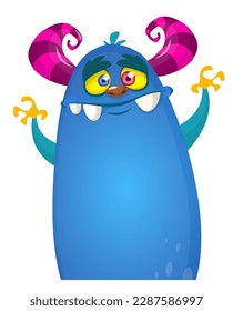 Funny cartoon monster character. Illustration of cute and happy alien. Halloween vector design isolated
