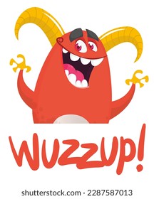 Funny cartoon monster character. Illustration of cute and happy alien. Halloween vector design isolated
