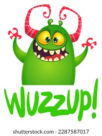 Funny cartoon monster character. Illustration of cute and happy alien. Halloween vector design isolated