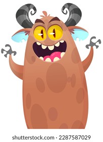 Funny cartoon monster character. Illustration of cute and happy alien. Halloween vector design isolated