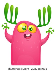 Funny cartoon monster character. Illustration of cute and happy alien. Halloween vector design isolated