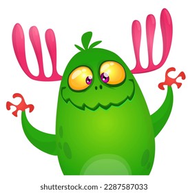 Funny cartoon monster character. Illustration of cute and happy alien. Halloween vector design isolated