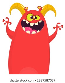 Funny cartoon monster character. Illustration of cute and happy alien. Halloween vector design isolated
