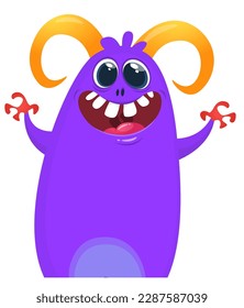 Funny cartoon monster character. Illustration of cute and happy alien. Halloween vector design isolated