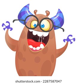 Funny cartoon monster character. Illustration of cute and happy alien. Halloween vector design isolated