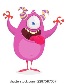 Funny cartoon monster character. Illustration of cute and happy alien. Halloween vector design isolated