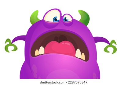 Funny cartoon monster character. Illustration of cute and happy alien. Halloween vector design isolated
