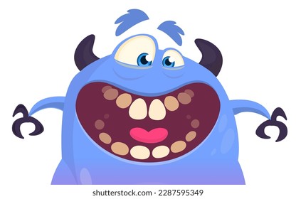 Funny cartoon monster character. Illustration of cute and happy alien. Halloween vector design isolated