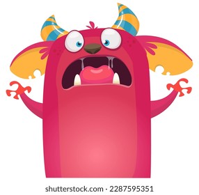 Funny cartoon monster character. Illustration of cute and happy alien. Halloween vector design isolated