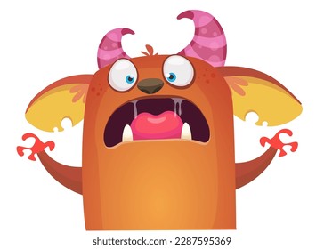 Funny cartoon monster character. Illustration of cute and happy alien. Halloween vector design isolated