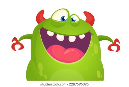 Funny cartoon monster character. Illustration of cute and happy alien. Halloween vector design isolated