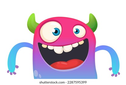 Funny cartoon monster character. Illustration of cute and happy alien. Halloween vector design isolated