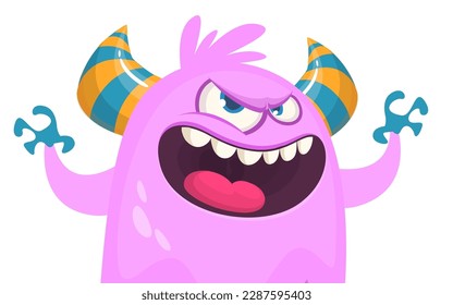 Funny cartoon monster character. Illustration of cute and happy alien. Halloween vector design isolated