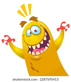 Funny cartoon monster character. Illustration of cute and happy alien. Halloween vector design isolated