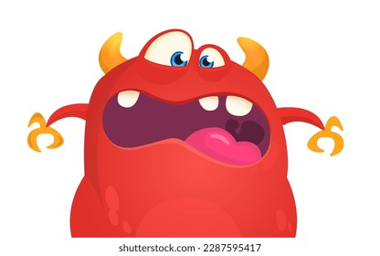 Funny cartoon monster character. Illustration of cute and happy alien. Halloween vector design isolated