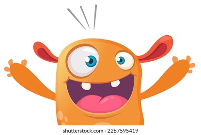 Funny cartoon monster character. Illustration of cute and happy alien. Halloween vector design isolated