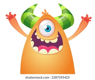 Funny cartoon monster character. Illustration of cute and happy alien. Halloween vector design isolated
