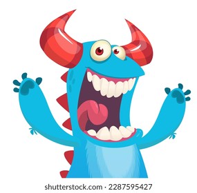 Funny cartoon monster character. Illustration of cute and happy alien. Halloween vector design isolated