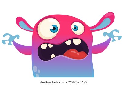 Funny cartoon monster character. Illustration of cute and happy alien. Halloween vector design isolated