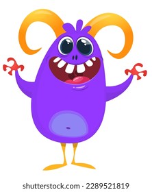 Funny cartoon monster character. Illustration of cute and happy alien. Halloween vector design isolated
