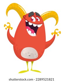Funny cartoon monster character. Illustration of cute and happy alien. Halloween vector design isolated
