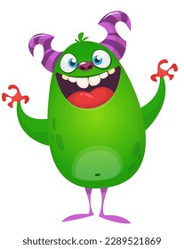 Funny cartoon monster character. Illustration of cute and happy alien. Halloween vector design isolated