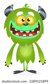 Funny cartoon monster character. Illustration of cute and happy alien. Halloween vector design isolated