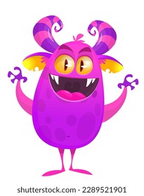 Funny cartoon monster character. Illustration of cute and happy alien. Halloween vector design isolated