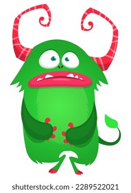 Funny cartoon monster character. Illustration of cute and happy alien. Halloween vector design isolated