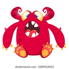 Funny cartoon monster character. Illustration of cute and happy alien. Halloween vector design isolated