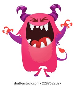 Funny cartoon monster character. Illustration of cute and happy alien. Halloween vector design isolated