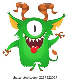 Funny cartoon monster character. Illustration of cute and happy alien. Halloween vector design isolated